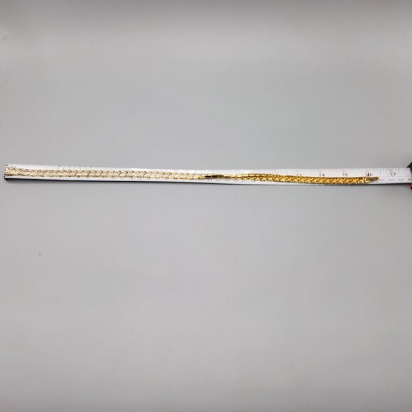 Gold Tone Chevron Tennis Bracelet 8" Clear Stone - Picture 8 of 9